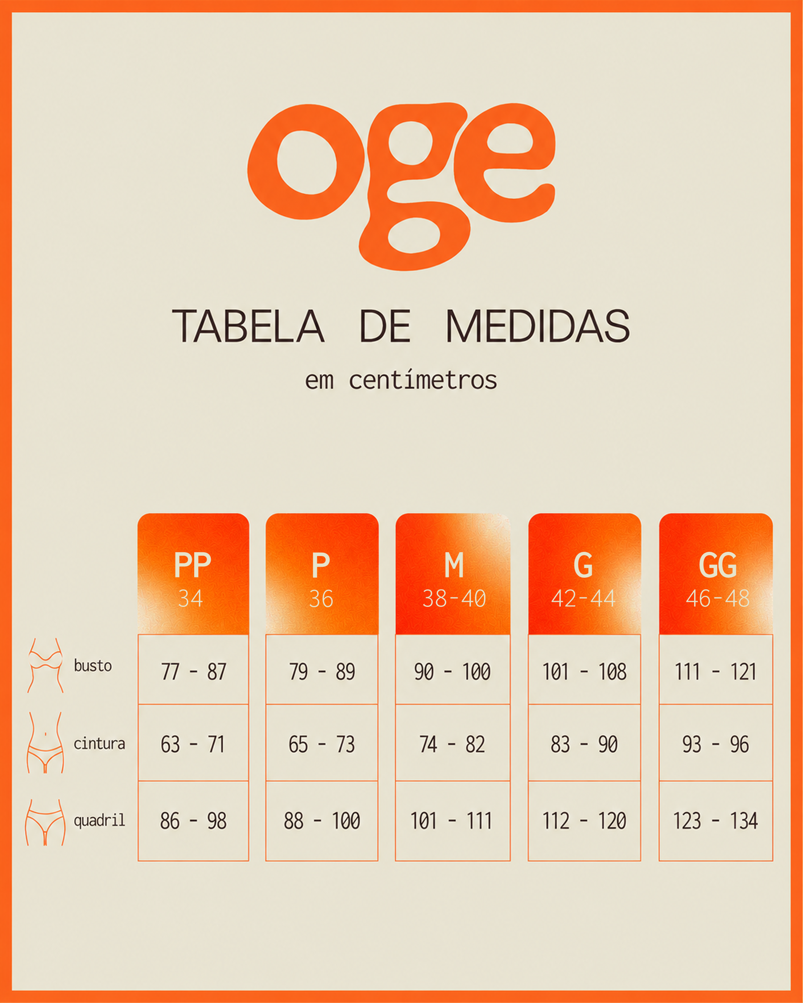Tabela de Medidas OGE